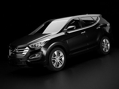 Hyundai Santa Fe car rendering car shot hyundai hyundai santa fe matt matt black matt rendering rendering studio shot car