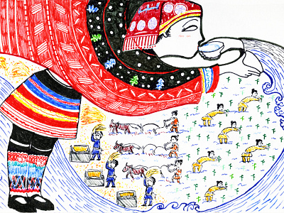 Miao Girl Ethnic color pen girl illustration story