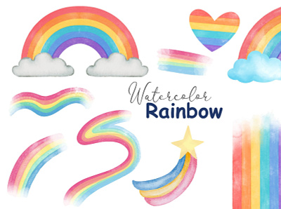 Colorful Rainbow Clipart vector bohorainbow cuterainbows rainbow rainbowclipart rainbows watercolorclipart
