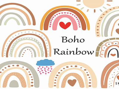 Boho Rainbow Clipart vector bohorainbow rainbowclipart rainbows watercolorpng watercolorrainbow