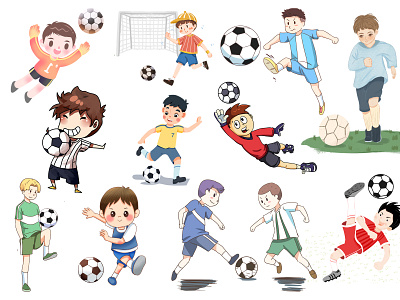 Kids playing football Clipart