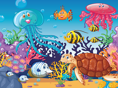 Sea Animals clipart vector funny