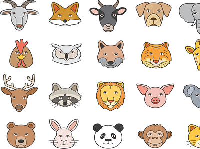 Wild Animal Faces Clipart animal faces animals avatar set of animal avatars cat donkey face faces facial animal icons icons animal icons clipart icons set lion monkey panda rabbit shapes symbols vector