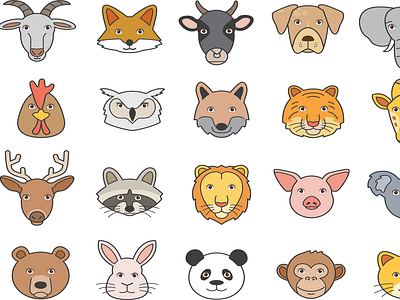 Wild Animal Faces Clipart