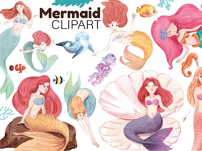 Cute Mermaid Clipart bonbonny mermaid children printables fairytale clipart girls clipart magic clipart mermaid clipart mermaids princess clipart shell clipart summer clipart tropical clipart underwater clipart