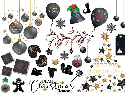 Black Christmas clipart SVG Bundle