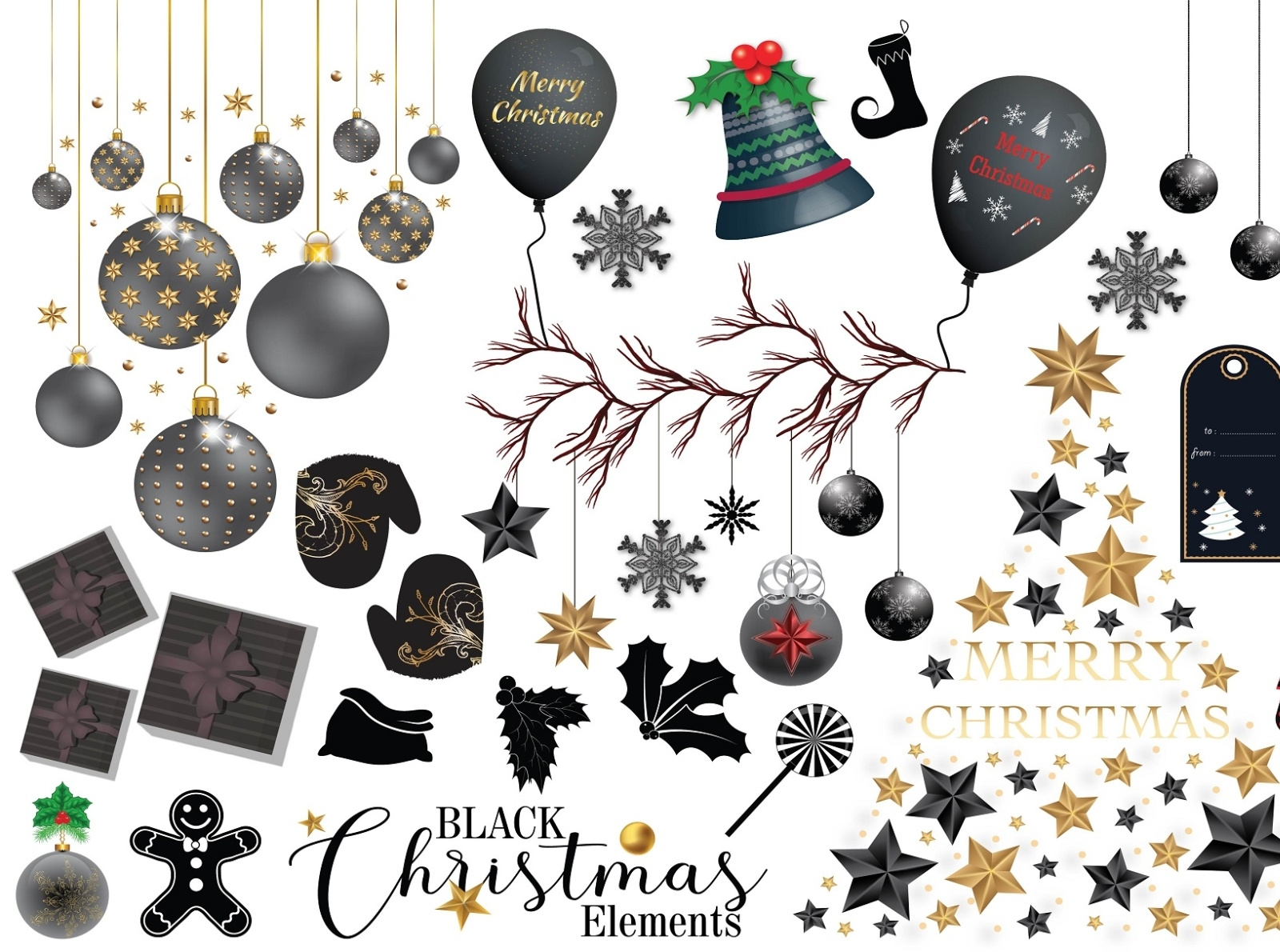 Black Christmas clipart SVG Bundle by Zyan on Dribbble