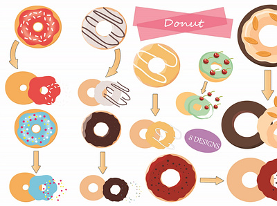 Sweets Donut Clipart bakery bakery clipart cafe clipart donut clipart donut party donut png donuts donuts and coffee sticker clipart watercolor donut