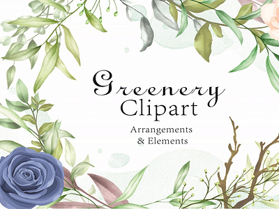 Watercolor greenery clipart