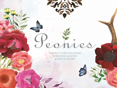 Watercolor Peonies Bouquet clipart