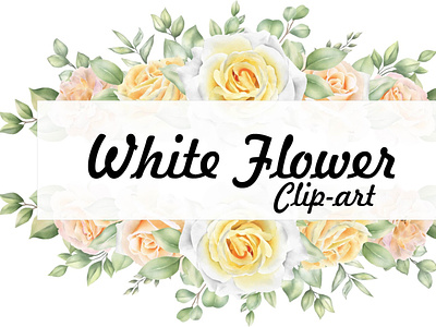 Watercolor White Floral Clipart Set