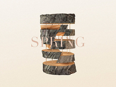 Seasons 3d cgi gold poster realflow render seasons spring summer winter wood