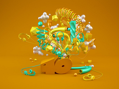 Los 40: Annual Imagery 3d campaign cgi clouds color geometric jvg liquid print radio render stillife