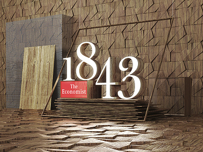 The Economist 1843 3d advertising cgi color economist gold inspire jvg magazine metal render wood