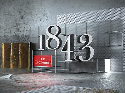 The Economist 1843 3d advertising cgi color economist gold inspire jvg magazine metal render wood