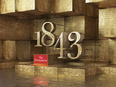 The Economist 1843 3d advertising cgi color economist gold inspire jvg magazine metal render wood