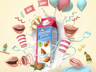 Almond Breeze 3d advertising almond art breeze campaign cgi color milk production render visual