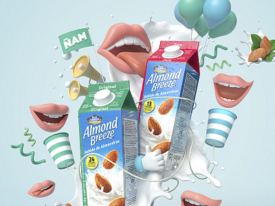 Almond Breeze 3d advertising almond art breeze campaign cgi color milk production render visual