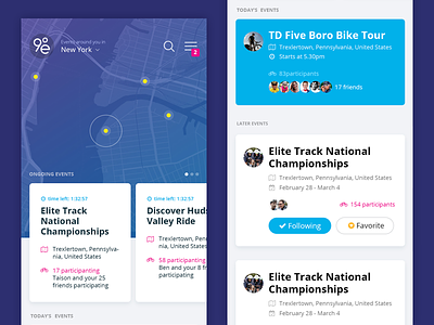 Newsfeed page app design blue concept cycling newsfeed sports status ui ux
