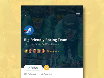 Team Profile Page app design blue concept cycling sports team ui ux