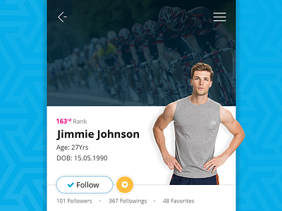 Member Profile app design blue concept cycling members profile sports ui ux