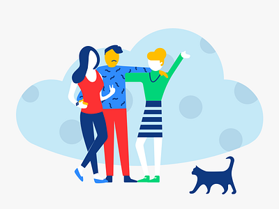 Welcome Illustration 2d app cat cloud color family flat illustration