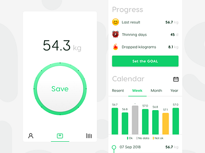 Weight Tracker app graphic green ios progress statistic ux weight