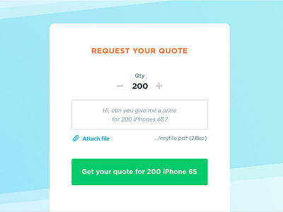 Quote request attach card file flat marketplace ui ux