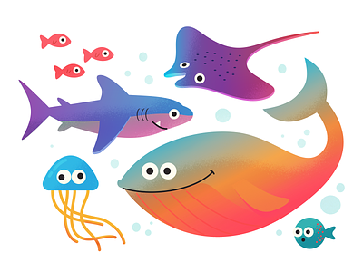 Earth Day character fish illustration jelly manta shark thelittlelabs underwater whale