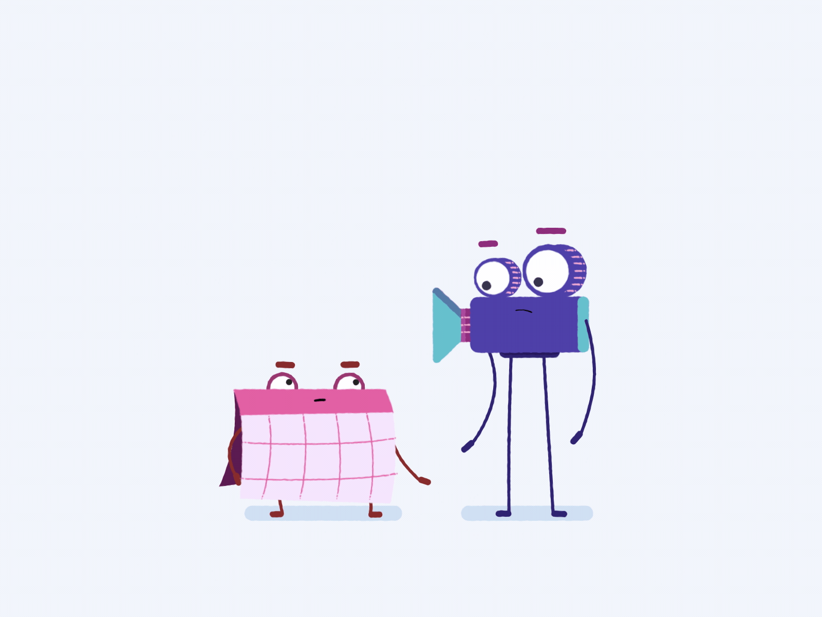 Patreon | Calendar & Camera 2d 2d animation angry animation art business calendar camera character character animation characterdesign design gif high five illustration thelittlelabs unity upset