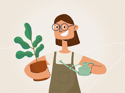 Plant Mom character characterdesign fiddleleaf gardening illustration mom moms mothers days mothersday plant plant mom thelittlelabs watering can
