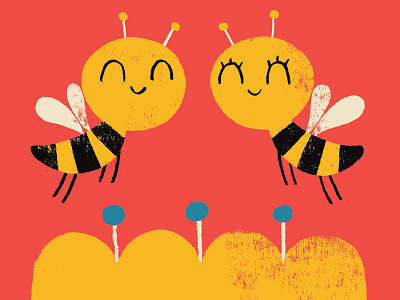 Bee Mine bees flowers illustration love retro summer