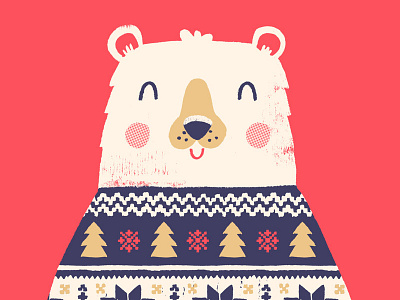 Christmas Jumper bear christmas cute greetings card jumper patterns polar texture winter