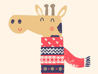 Scarf For A Giraffe christmas cute giraffe greetings card patterns scarf texture winter
