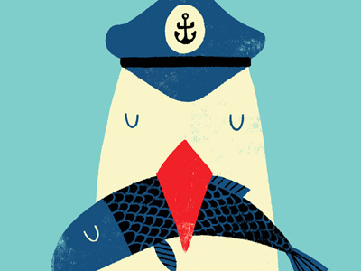 A Sailors Life For Me animals fish graphic illustration sailor sea seagull texture