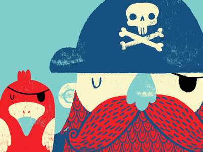 Old Captain Redbeard animals illustration parrot pirate retro sea