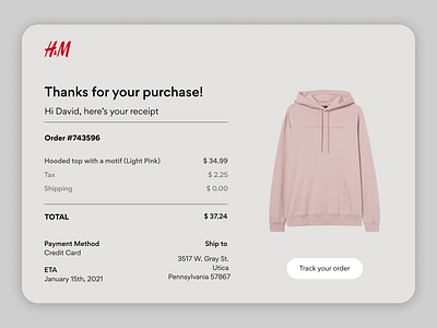 DailyUI 017 - Email Receipt