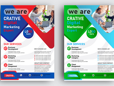 modern red and blue shape flyer design