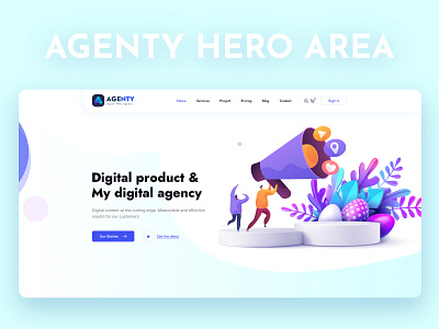 Agency Hero Area Concept 2021 2021 trend app clean design illustration ui ux vector web web deisgn