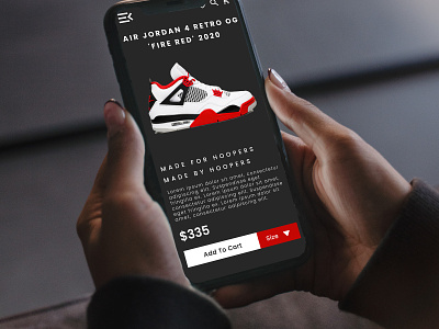 Nike Air Jordan 4 Retro OG 'Fire Red' 2020 App Design adobe xd app design branding design figma ui ux ux design