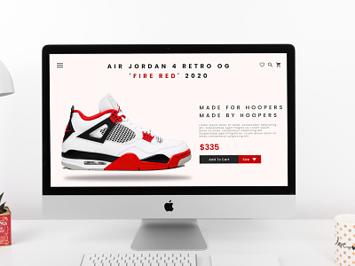 Nike Air Jordan 4 Retro OG 'Fire Red' 2020 Landing Page (Light) adobe xd air jordan app design branding design design inspiration fashion fashion website figma graphic design nike shoe website shoes ui ux ux design website design