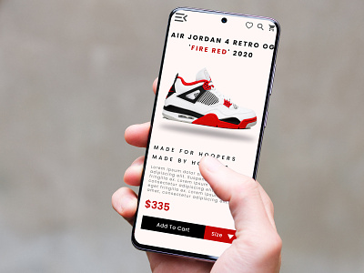 Nike Air Jordan 4 Retro OG 'Fire Red' 2020 App Design (Light) adobe xd air jordan app design branding design fashion fashion app figma nike shoe app design shoes ui ux ux design
