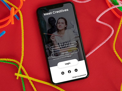 Social Network for Creatives Login Page