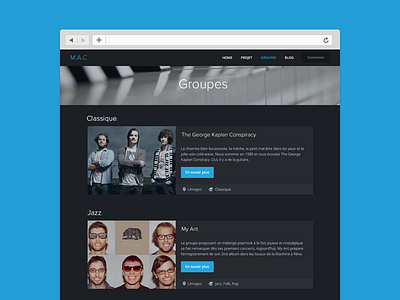 Artist index artist flat layout music ui ux web website