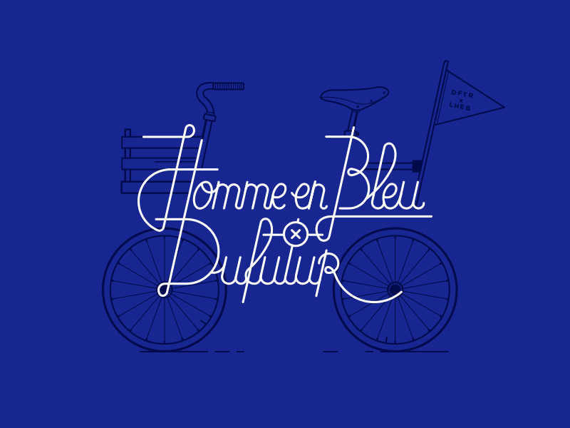 Bikotype bike blue cycle drubbbler illustration screenprint silkprint type