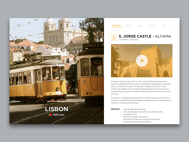 Location Detail drubbbler full screen grid layout lisbon location portugal travel ui web website