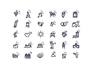 Wanted ↦ Icon Set 🦄 cities hand drawn icon set icons minimal