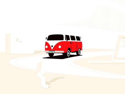 Le Wagon: Illo explorations 🔍 branding combi exploration illustration journey van visual brand