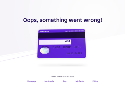 Spendesk: Error Error 💳 404 404 page animation credit card error web website