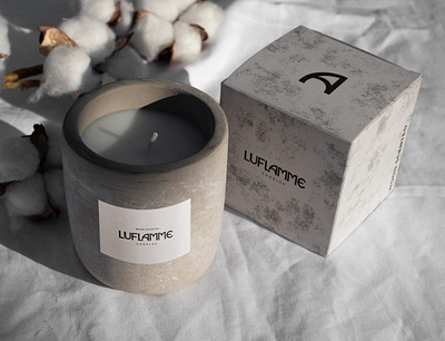 Luflamme candle + box box branding candle design graphic design packaging